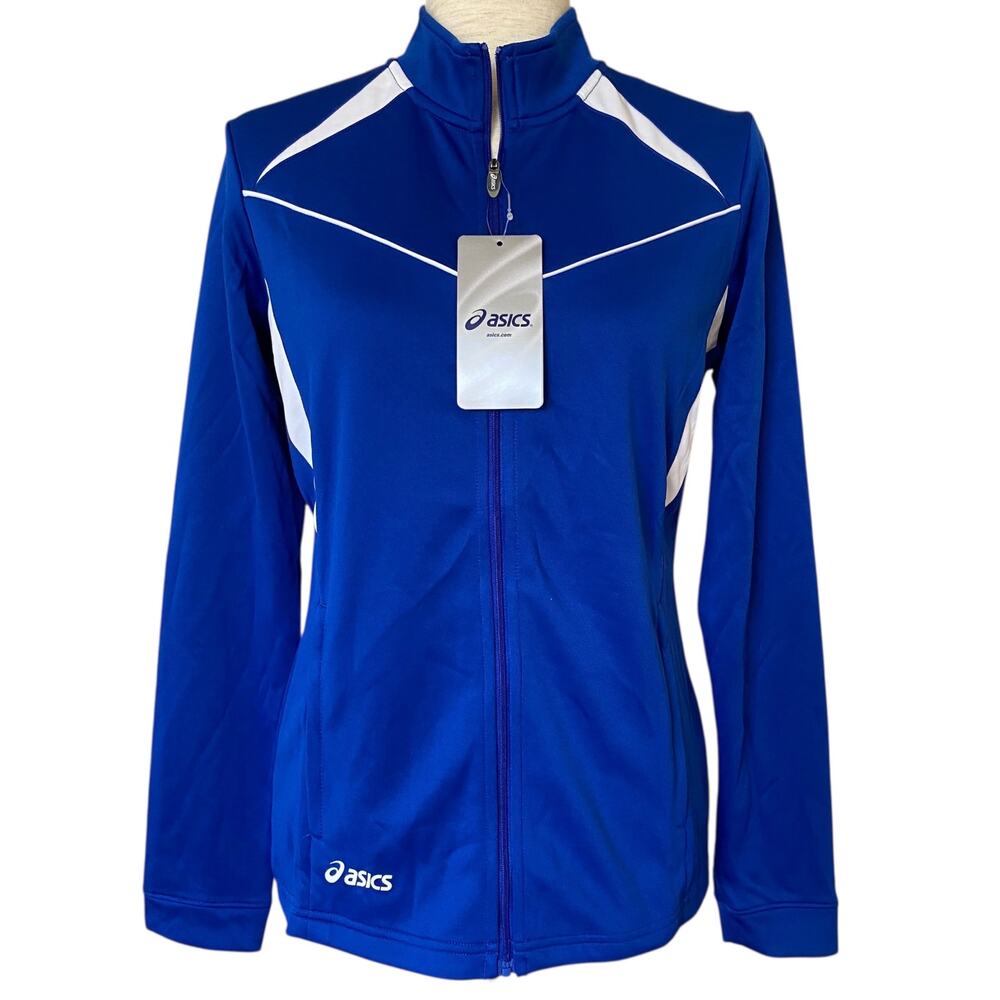 NEW ASICS Junior's Cali Track Sports Jacket Blue Size XL Full Zip Soccer